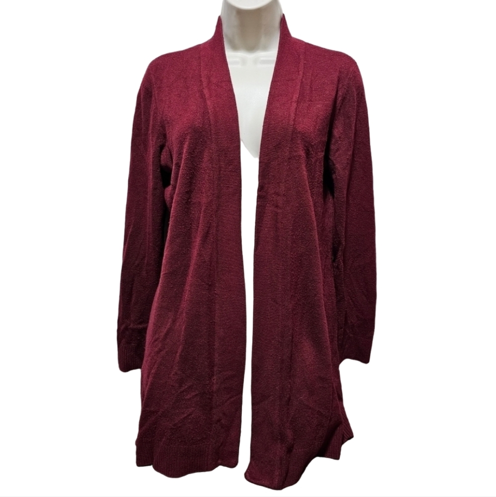 Women's Maroon Open Front Cardigan
